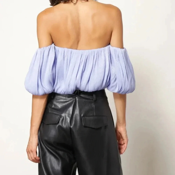 Line & Dot AUDREY OFF SHOULDER BLOUSE Periwinkle Blue Shimmer - Picture 2 of 6